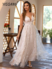 Yisang Women&#39;s Dress 2022 Mesh Dress Elegant Dress Party Dress Suspender Dress Shiny Dress Long White Dress