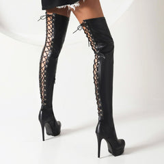 Over The Knee Boots Hollow Design High Heel Boots Platform Shoes