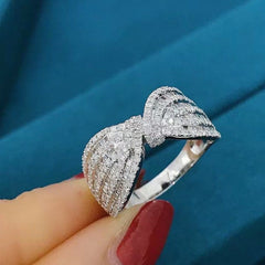 Bow Shape Rings for Women Silver Color Fashion Modern Design