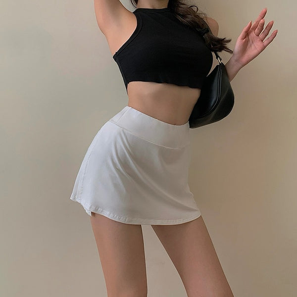 Serena High-Waist Split Tennis Mini Skirt One-piece