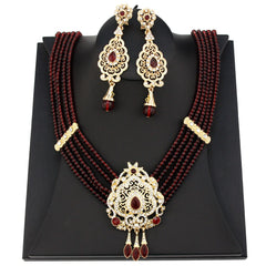 Neovisson High Quality Natural Stone Beaded Necklace Drop Earring Morocco Bride Wedding Jewelry Set Women Favorite Gift