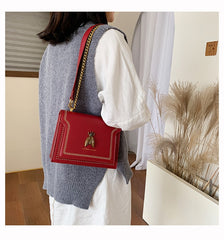 Retro Bee Shoulder Bag Simple Leather Crossbody Bags