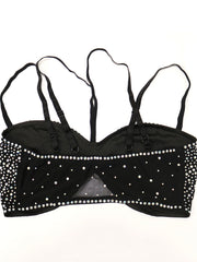 Sexy see through black rhinestone bodysuit jumpsuit women 2022 backless bodycon mesh rompers womens jumpsuits party club outfits