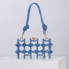 Diamond Clear Acrylic Box Knotted Rope Rhinestone Purses And Handbags