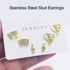 3prs Set Earrings Music Guitar Microphone Drop Dangle Earrings For Women DJ Music Lover Gifts Jewelry Pendientes Cерьги
