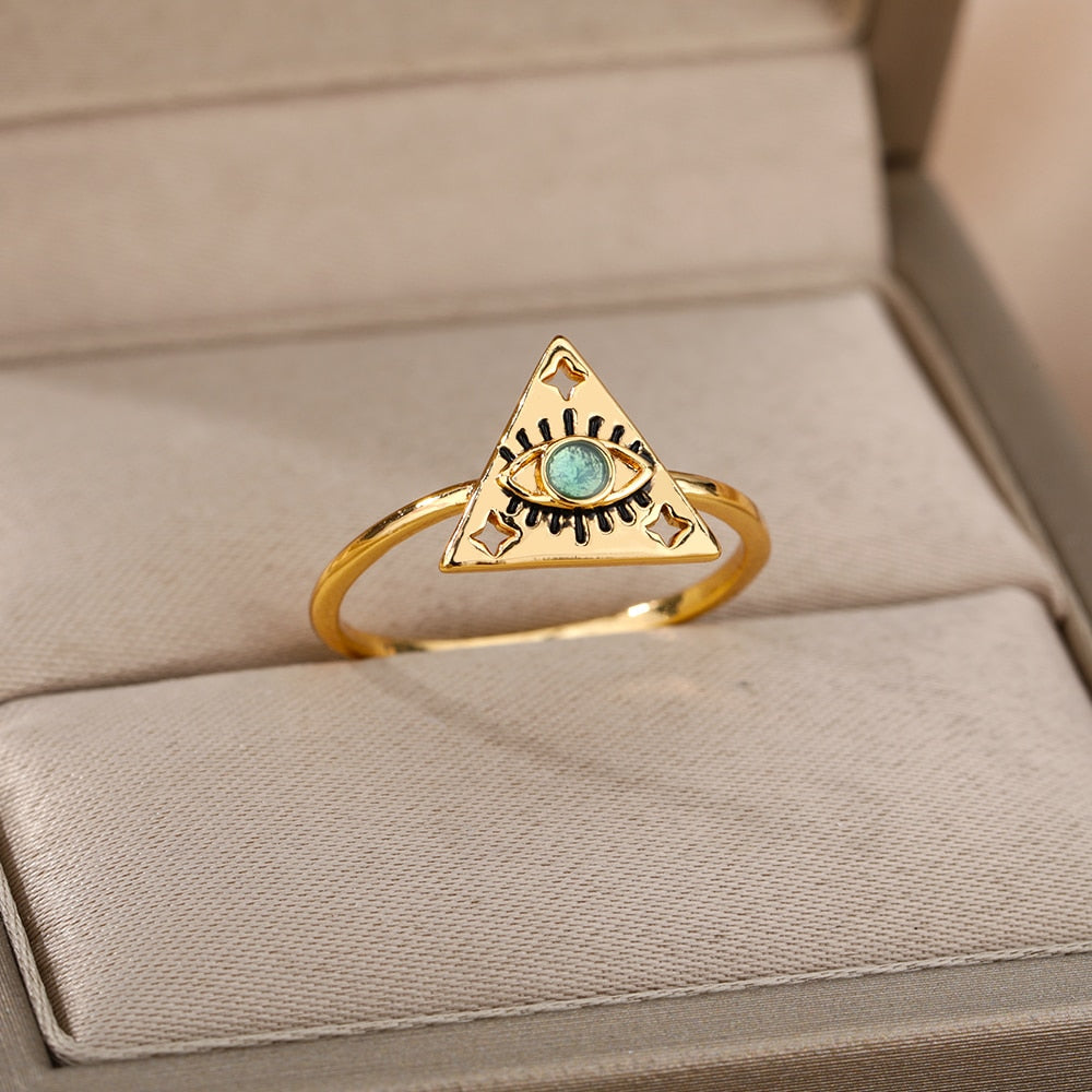Safiya Lucky Evil Eye Stainless Steel Ring Collection