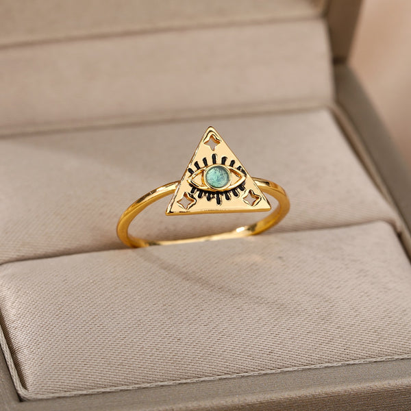 Safiya Lucky Evil Eye Stainless Steel Ring Collection