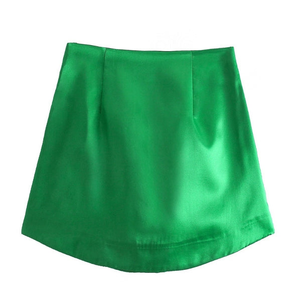 Elara Satin Side-Zip Mini Skirt One-piece