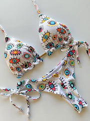 2022 Women Swimwear Female Swimsuit Sexy Bikini Swimwear Print Flower Bikinis Set Biquini Brazilian Beach Wear Bandage Bikinis