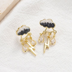 Cute Cloud Blue Rain Drop Dangle Earrings