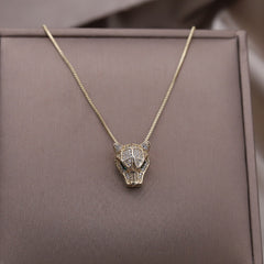 Copper Inlaid Zircon Leopard Pendant Necklace Sexy Clavicle Necklace
