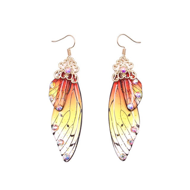 Elowen Butterfly Wing Rhinestone Drop Earrings