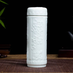 Jingdezhen ceramic teacup thermos mug with lid blue and white porcelain water cup liner office cup portable teacup Gift cup