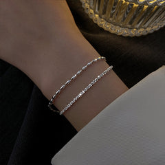 Sparkling Silver Color Elegant Adjustable Chains Bracelet