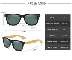 Classic Wood Bamboo Sunglasses with Polarized Lenses