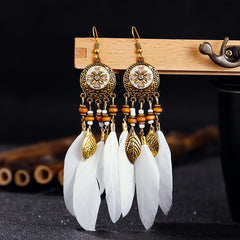Dream Catcher Boho Feather Earrings Vintage Ethnic Statement Hanging Bohemian Long Tassel Earrings Women Lady 2022 Trend Jewelry