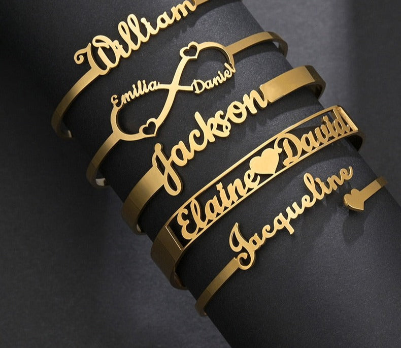 20 Styles Fashion Customized Name Bracelets Letter Stainless Steel Personalized Bangles For Women Men Baby Wedding  Jewelry Gift Main image