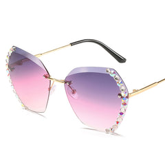 Vintage Oversized Rimless Sunglasses - Sexy Diamond Square Sun Glasses