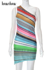 Hawthaw Women Party Club Bodycon Streetwear Sleeveless Printed Mini Dress 2022 Summer Clothes Wholesale Items For Business