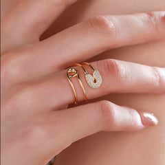 Classic Zircon Pin Twist Rings For Women Stainless Steel Pin Twisted Finger Ring Wedding Aesthetic Jewelry Gift bague femme