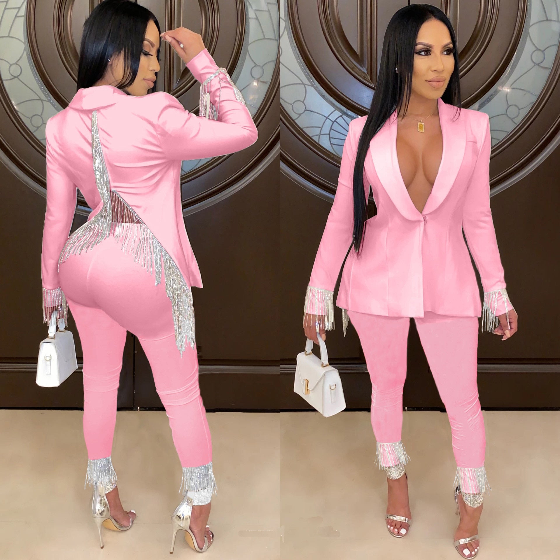 Tracksuit Two Piece Set Jacket Coat + Long Pants Tassel Outfit Main image