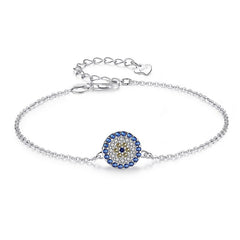 Lucky 925 Sterling Silver Bracelets  Blue CZ Evil Eye