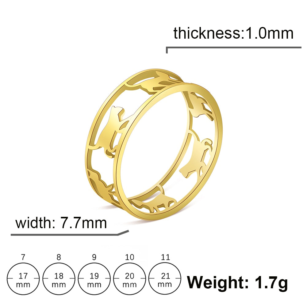 Cazador Hollow Walking Cats Women's Ring Birthday Mother Day Gift Stainless Steel Animal Cute Kitten Finger Rings Jewelry 2023 Secondary image