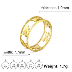 Cazador Hollow Walking Cats Women&#39;s Ring Birthday Mother Day Gift Stainless Steel Animal Cute Kitten Finger Rings Jewelry 2023