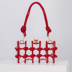 Diamond Clear Acrylic Box Knotted Rope Rhinestone Purses And Handbags