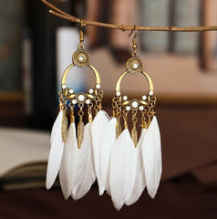 Dream Catcher Boho Feather Earrings Vintage Ethnic Statement Hanging Bohemian Long Tassel Earrings Women Lady 2022 Trend Jewelry