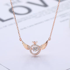 2023 New Design Angel Wings Necklace with Crystals Sweet Jewelry Gift for Women Girls Girlfriend