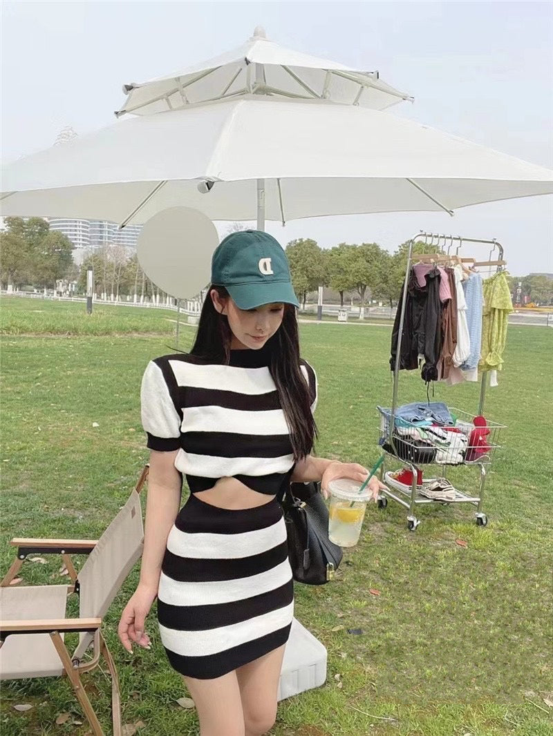 Buttons O-Neck Short-Sleeve Knitting Shirt+Mini Skirt 3-Piece Set Women&#39;s Sweater Cardigan Summer Fall 2021 New Korea Sweet Suit