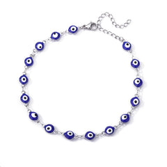 Stainless Steel Evil Eye Anklets Enamel Round Leg Chain Blue Evil Eye Anklets Bracelet
