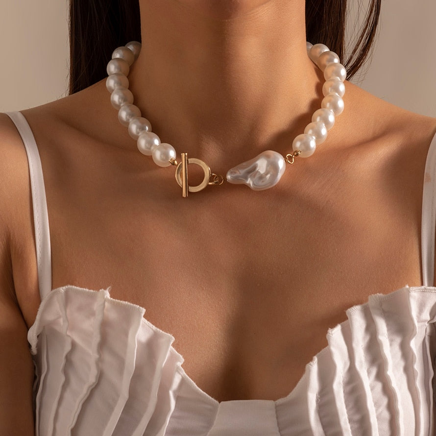 Evangeline Baroque Pearl Heart Necklace Collection