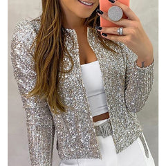 Sequin Jackets Women Glitter Long Sleeve