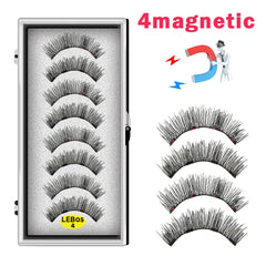 8PCS 4 Magnets Natural Mink Eyelashes false eyelashes magnetic eyelashes  Handmade Artificial With Tweezer Makeup Set