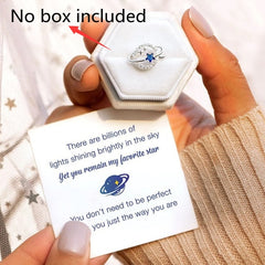 Zircon Crystal Planet Rings With Card For Women Girl Universe Star Engagement Wedding Ring Aesthetic Finger Ring Vintage Jewelry