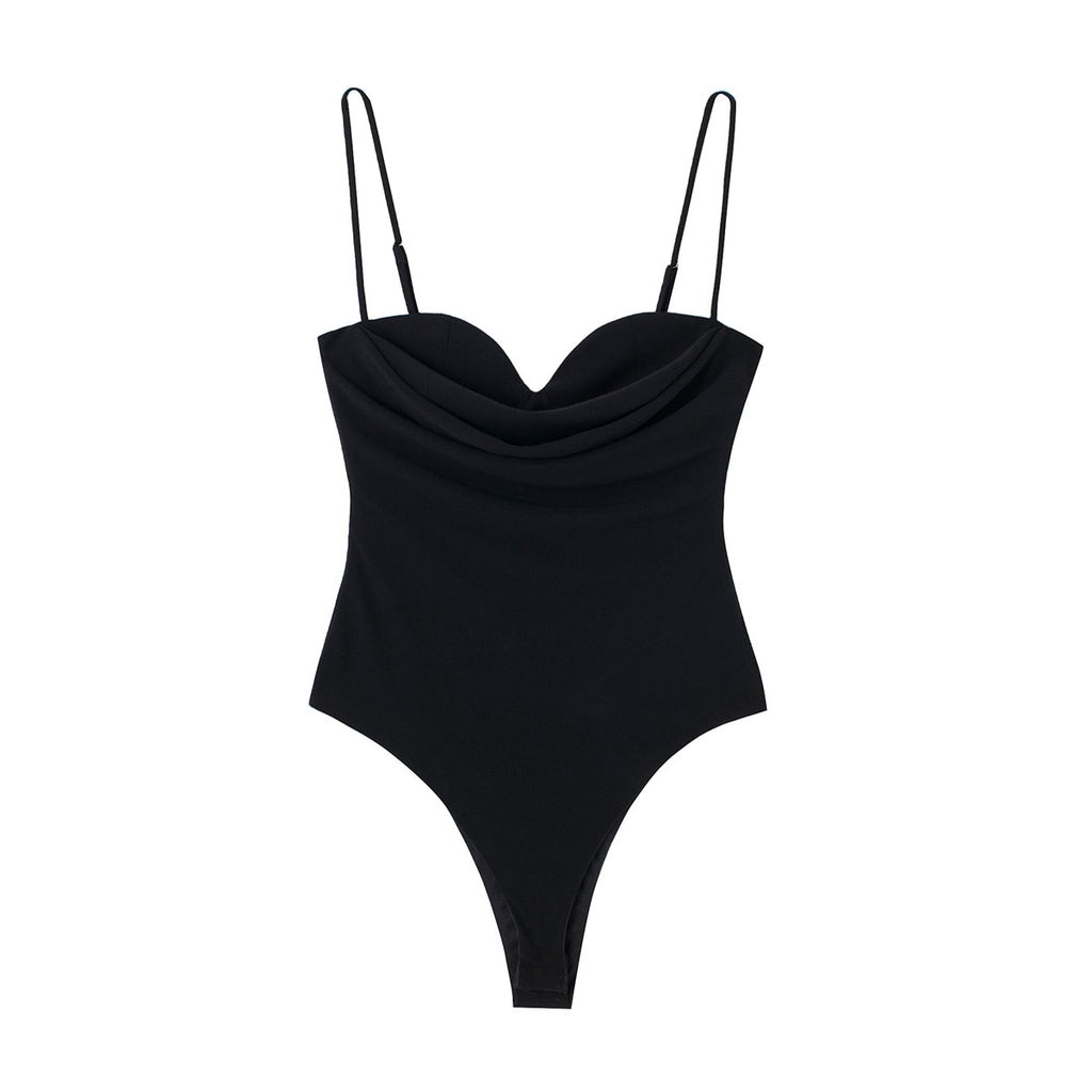 Bodysuits For Women 2022 Fashion Sweetheart Neck Draped Bodysuit Sleeveless Spaghetti Strap Skinny Night Out Sexy Bodysuit Tops