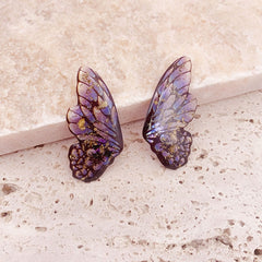 Fairy Gradient Blue Color Resin Butterfly Wings Drop Dangle Earrings