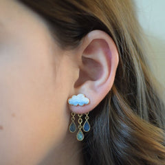 Cute Cloud Blue Rain Drop Dangle Earrings