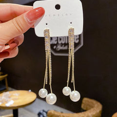 Fashion Butterfly Tassel Drop Earrings For Women Trendy Shiny Moon Star Pearls Dangle Earrings Korean Jewelry Girls Party Gifts