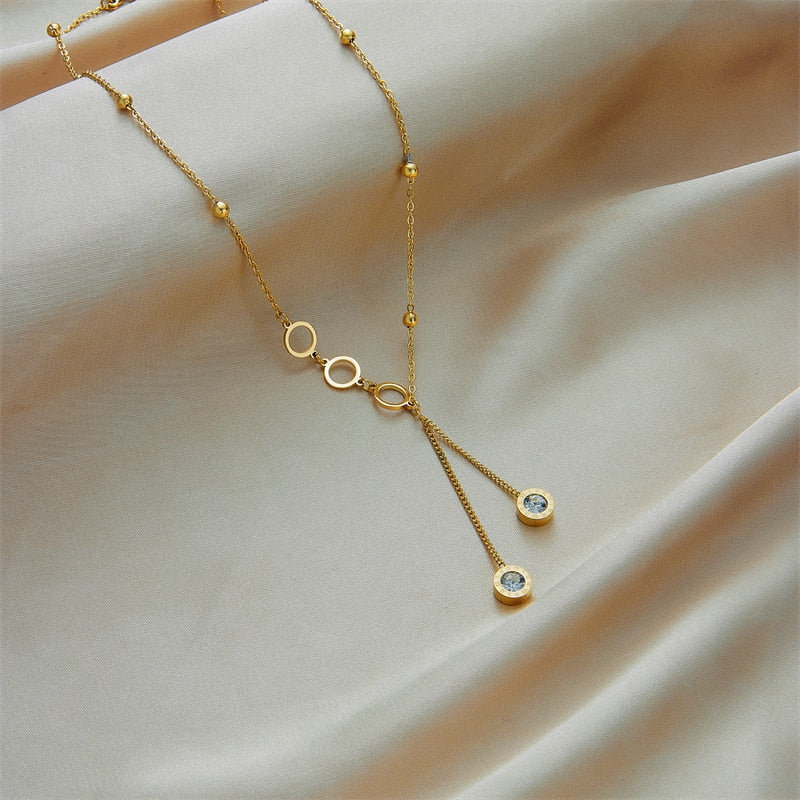 Long Stainless Steel Roman Necklace Secondary image