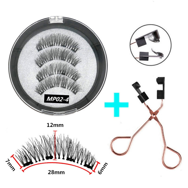 2 Pairs of Magnet Magnetic Eyelashes, Natural Handmade Mink hair, Reusable