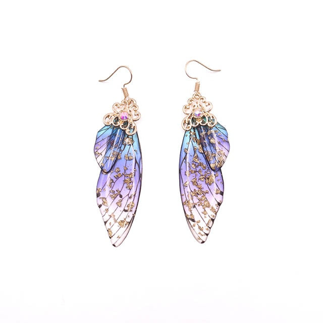 Elowen Butterfly Wing Rhinestone Drop Earrings