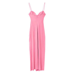 Dresses For Women Party Cowl Neck Sleeveless Spaghetti Strap Summer Midi Dress Ruched Drawstring Front Slit Sexy Bodycon Dress