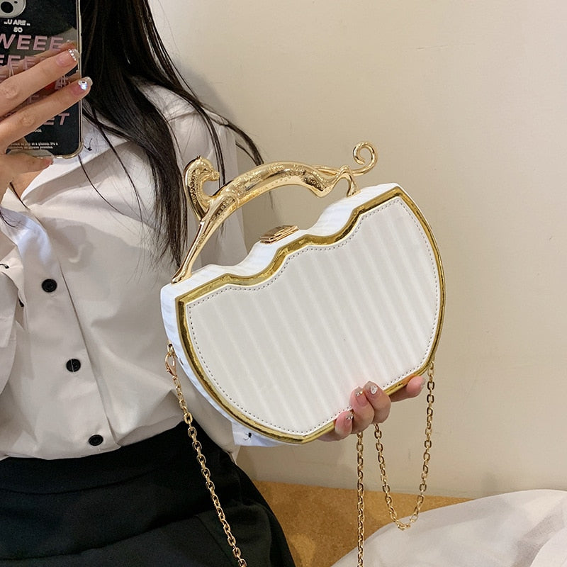 Luxury Designer Stripe Printed Handbag Fashion Chain Crossbody Bag Box Tote