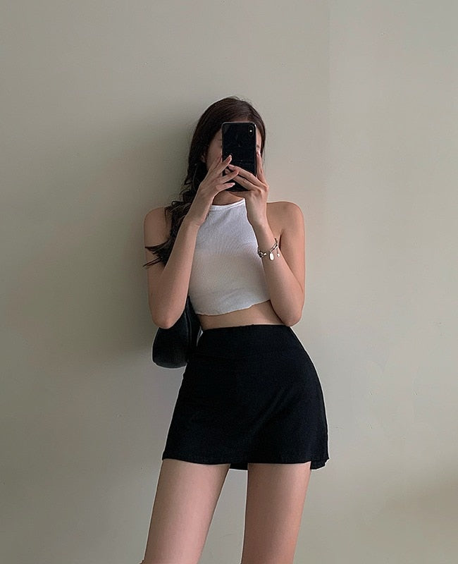 Serena High-Waist Split Tennis Mini Skirt One-piece