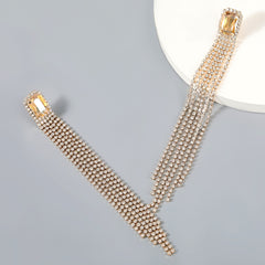 Sparkling Rhinestone Tassel Claw Chain Earrings