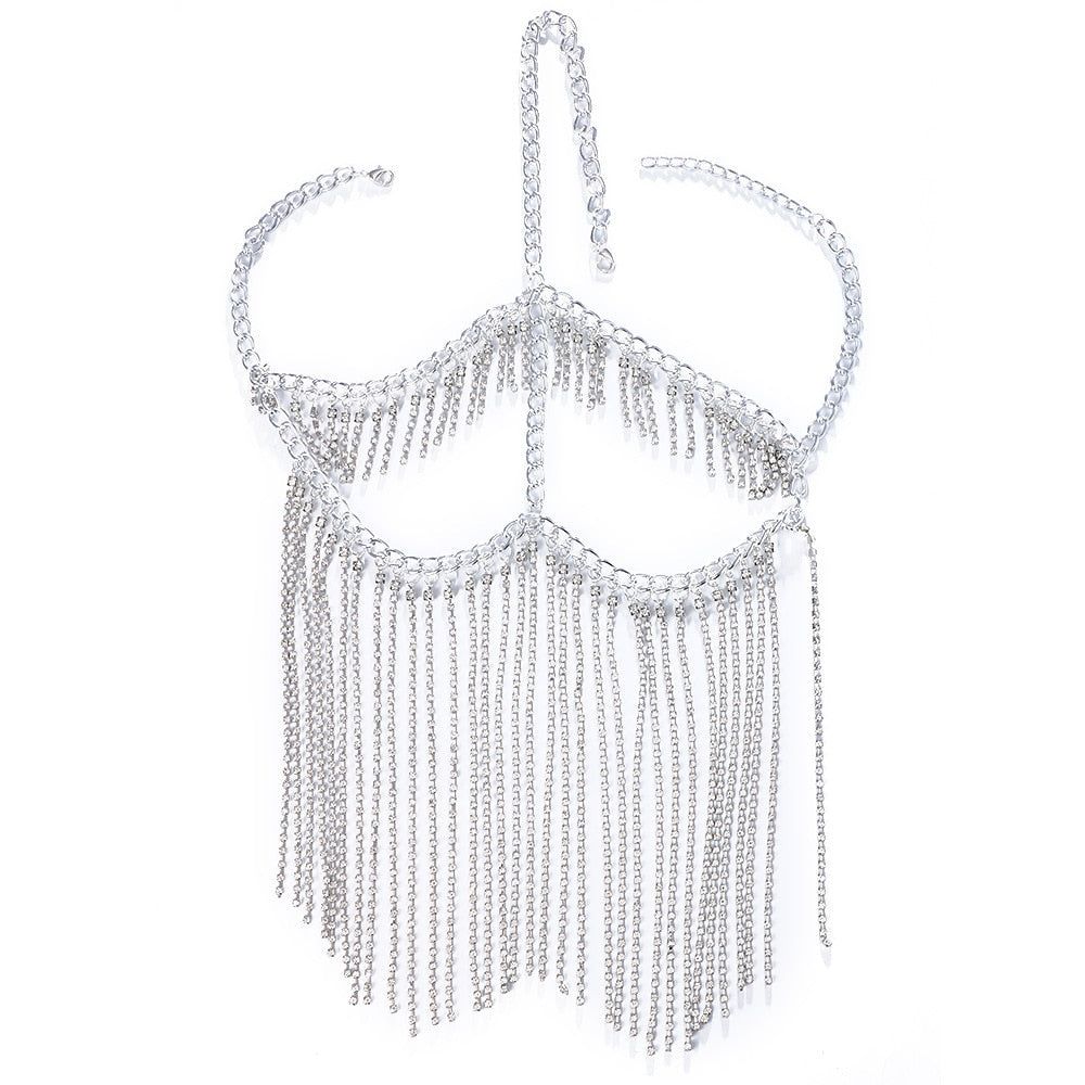 Belladonna Rhinestone Chain Veil Mask