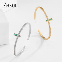 Fashion Cuff Green Crystal Bangles Bracelets